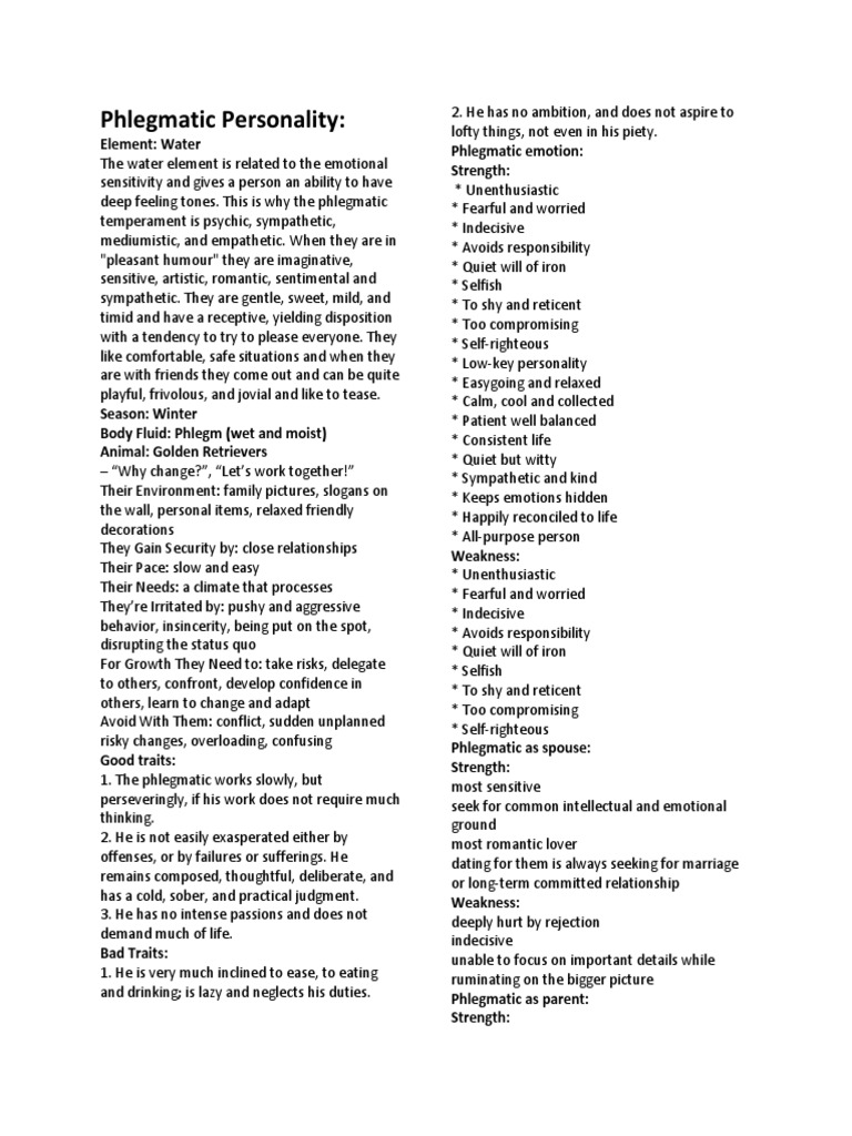 Phlegmatic Personality FEM | PDF | Temperament | Behavioural Sciences