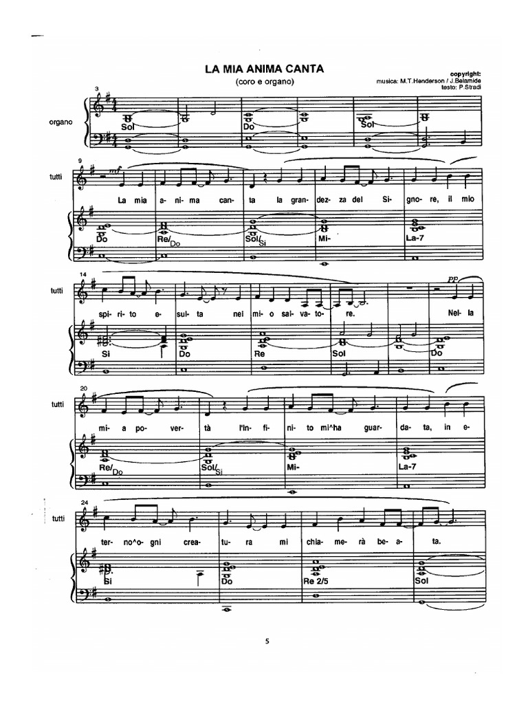 La Mia Anima Canta Testo Pdf
