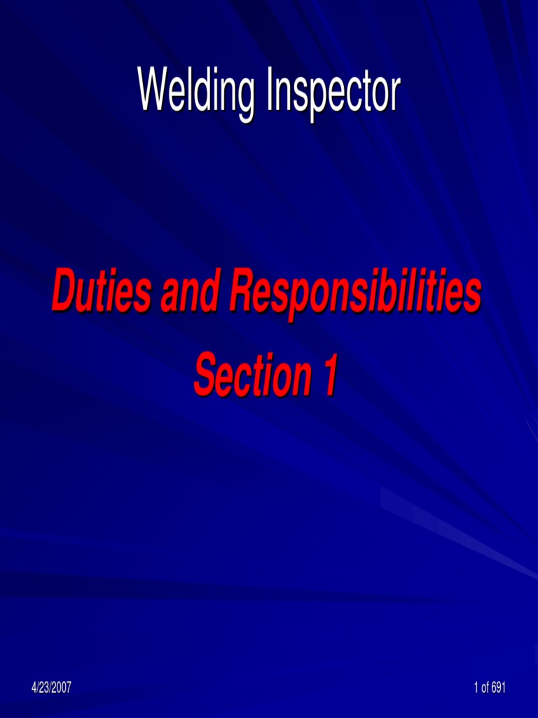 Essential Duties and Responsibilities of a Welding Inspector PDF
