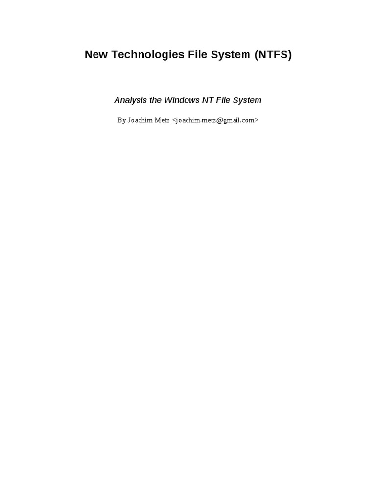 New Technologies File System (NTFS) | PDF | Metadata | File System