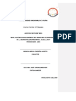 Evaluación socioeconómica del programa de inversiones de la Municipalidad Provincial de Sullana 2005-2008