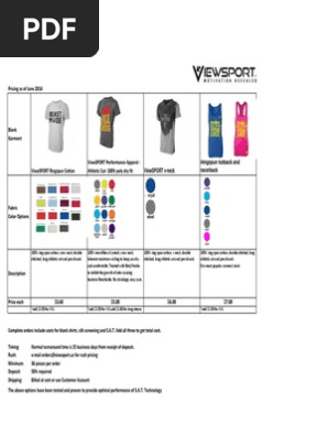 ViewSPORT Custom Apparel Pricing