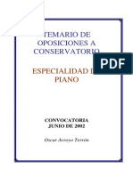 Temario - Oposiciones Piano (Conservatorio)