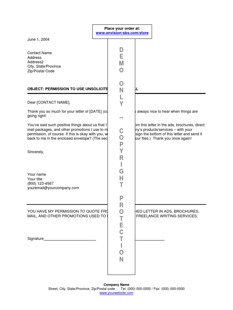 Permission To Use Unsolicited Testimonial | PDF | Business