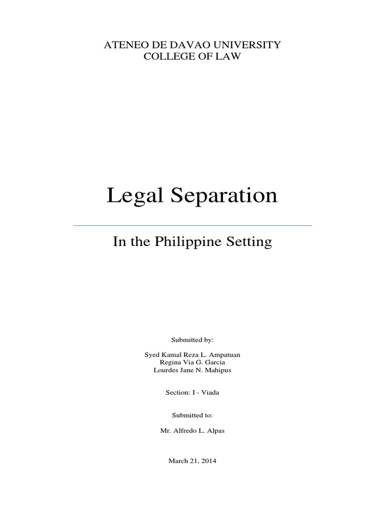 Legal Separation in the Philippine Setting Polygamy Marriage