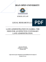 Land Administration in Zambia: The Need For An Effective Customary Land Administration.