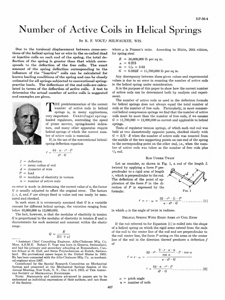 Number of Active Coils in Helical Springs Bending Stress (Mechanics)