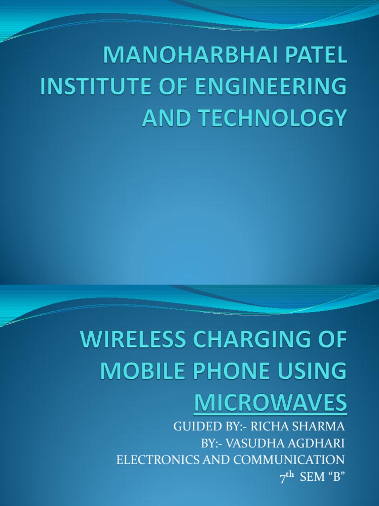 Wireless Charging of Mobile Phone Using Microwaves PDF