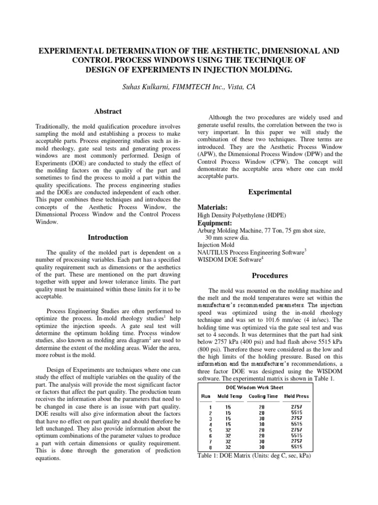 Aesthetic and Dimensional Process Windows | PDF | Engineering Tolerance ...