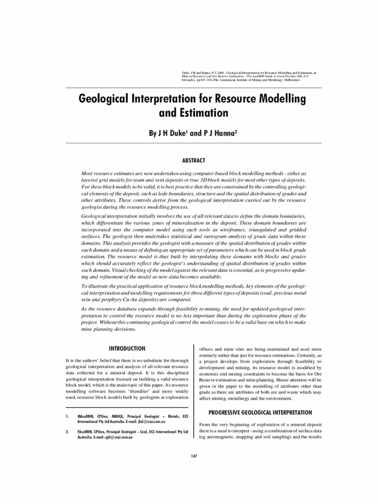 Geological Interpretation for Resource Modelling | PDF | Geology ...