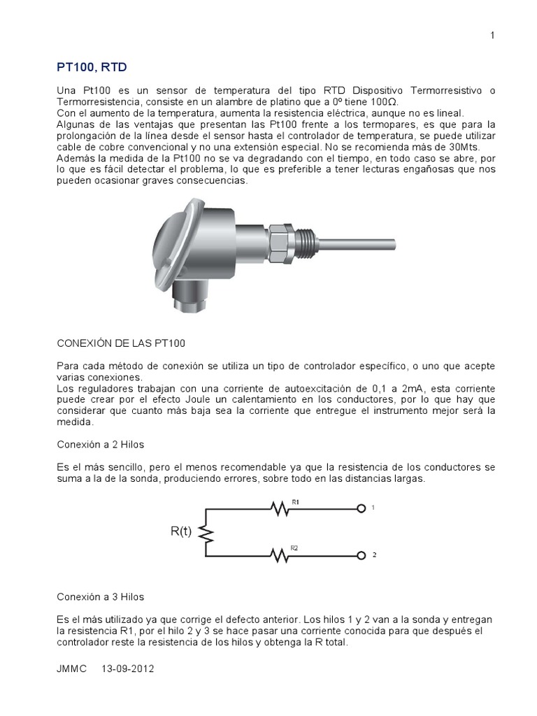 Conexiones y características del PT100 | PDF