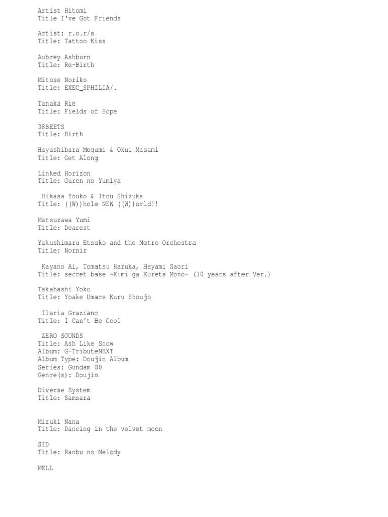 Anime Songs Pdf Entertainment Shintoism