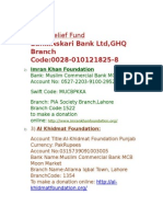 Army Relief Fund: Bank:Askari Bank LTD, GHQ Branch Code:0028-010121825-8