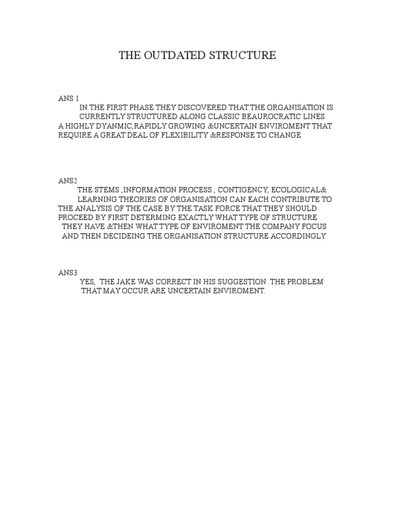 Outdated Bureaucratic Structure Analysis | PDF | Career & Growth ...