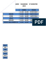 Horario Examenes 3º Semestre 2014