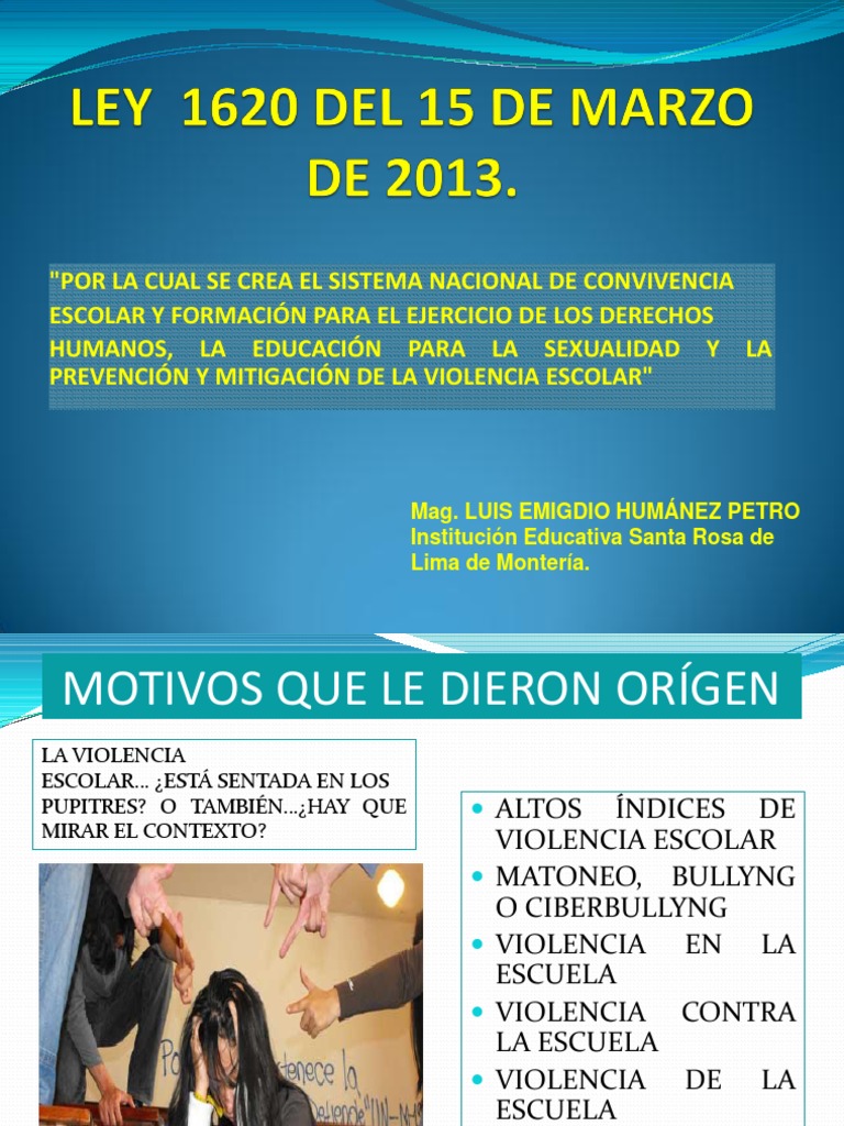 Presentación Ley 1620 Del 15 de Marzo de 2013 | PDF | Acoso cibernético ...