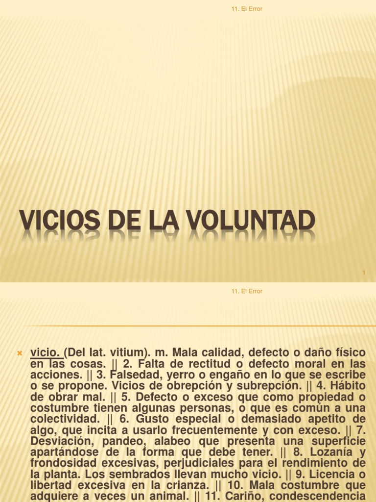 Vicios de la Voluntad El Error Intención (Derecho Penal