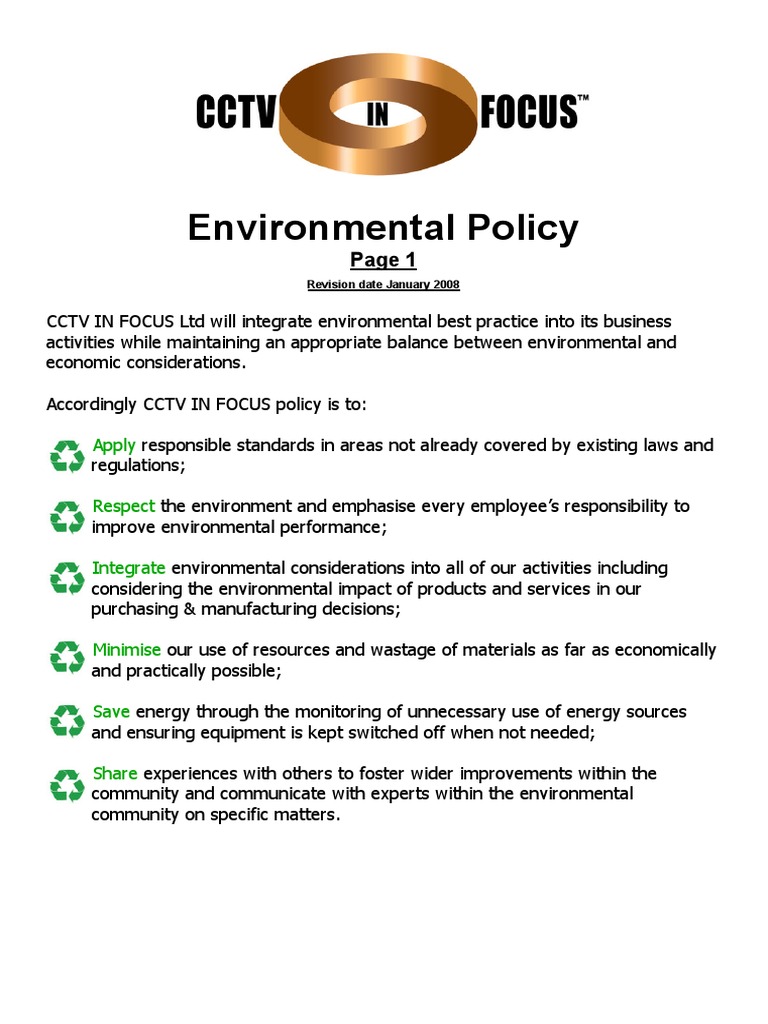 CCTV IN FOCUS Environmental Policy | PDF