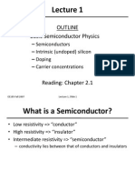 Outline - Basic Semiconductor Physics: - Semiconductors - Intrinsic (Undoped) Silicon - Doping - Carrier Concentrations
