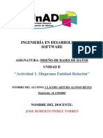 "Actividad 1: Diagrama Entidad-Relación": Ingeniería en Desarrollo de Software