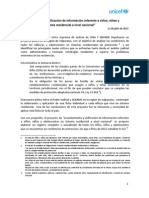 UNICEF - Levantamiento y Unificación de Información Referente A Niños, Niñas y Adolescentes en Sistema Residencial A Nivel Nacional PDF