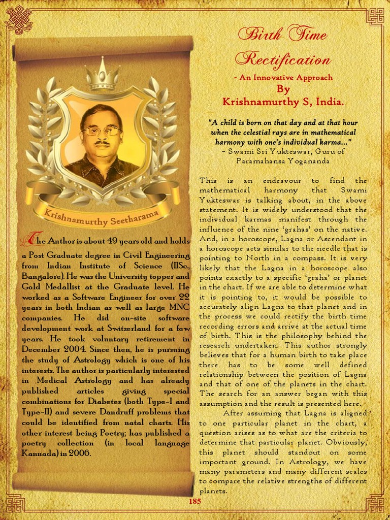 BirthTime Rectification PDF Hindu Astrology Horoscope