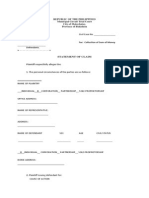 Form 1-Scc: Statement of Claim