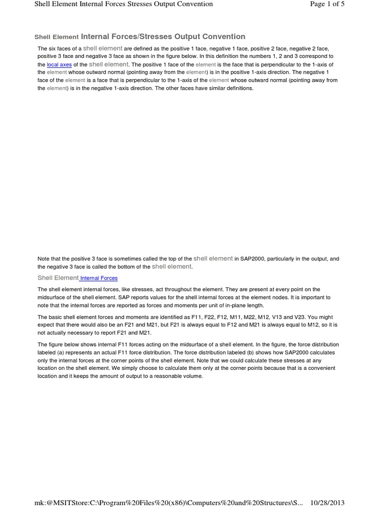 Shell Element Forces and Stresses Guide | PDF | Stress (Mechanics ...