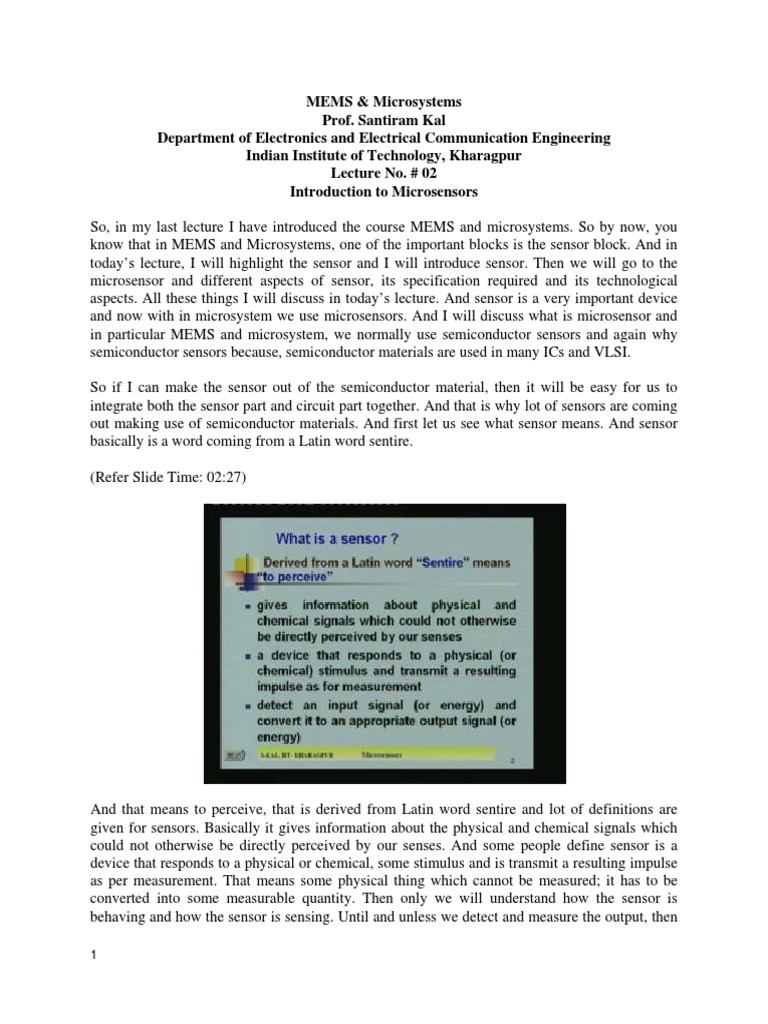 Introduction to Microsensors in MEMS | PDF | Sensor | Decibel
