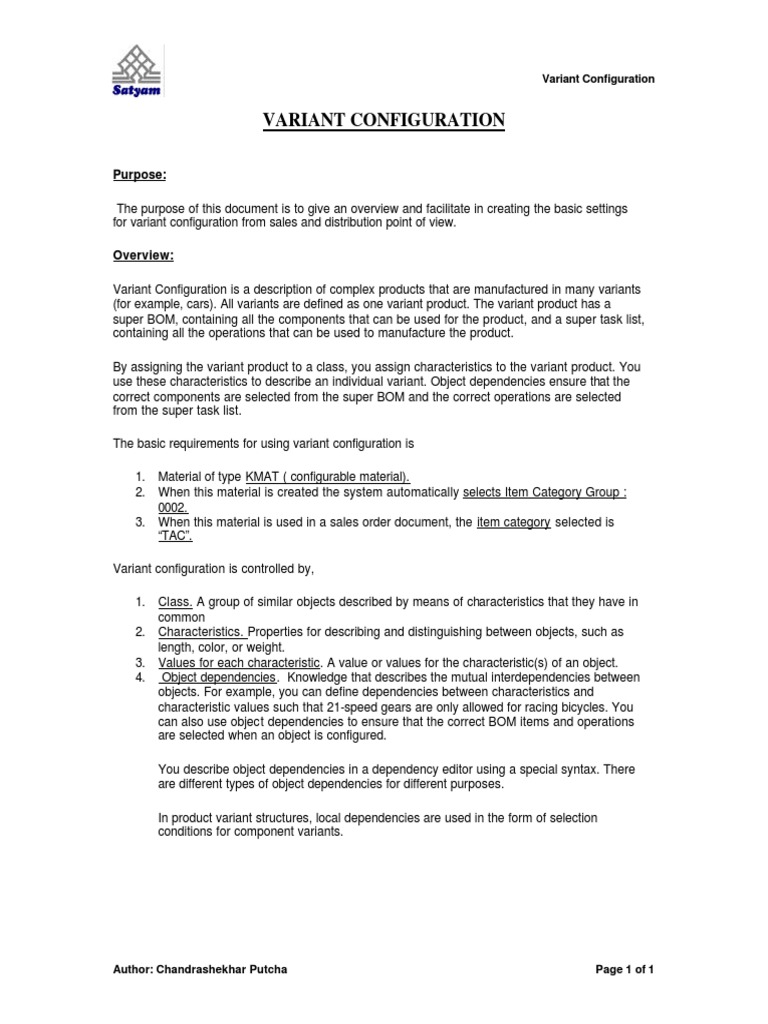 SAP Variant Configuration | PDF | Statistical Classification | Logistics