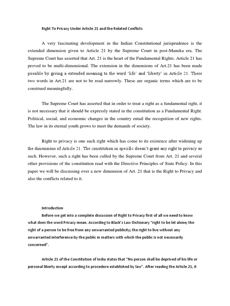 Right To Privacy | PDF | Privacy | Right To Privacy