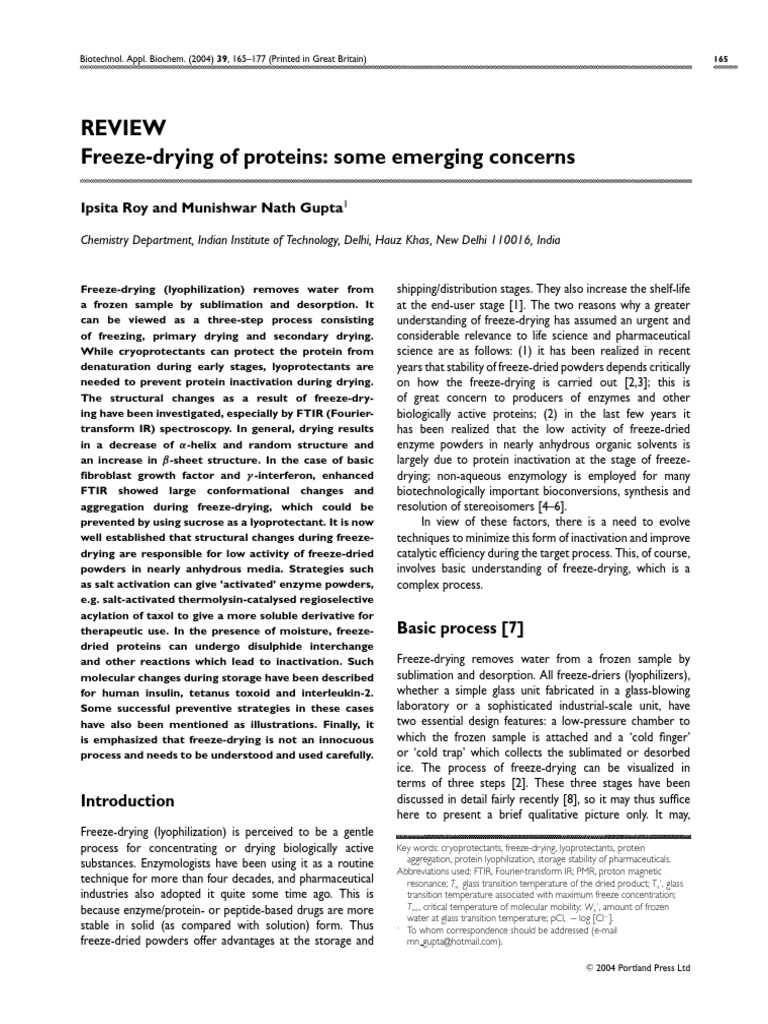 FreezeDrying of Proteins PDF Freeze Drying Solubility