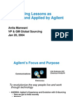 Outsourcing Lessons As Learned and Applied by Agilent
