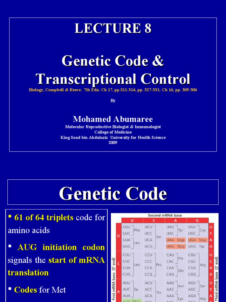 Genetic Code & Transcriptional Control | PDF | Translation (Biology ...