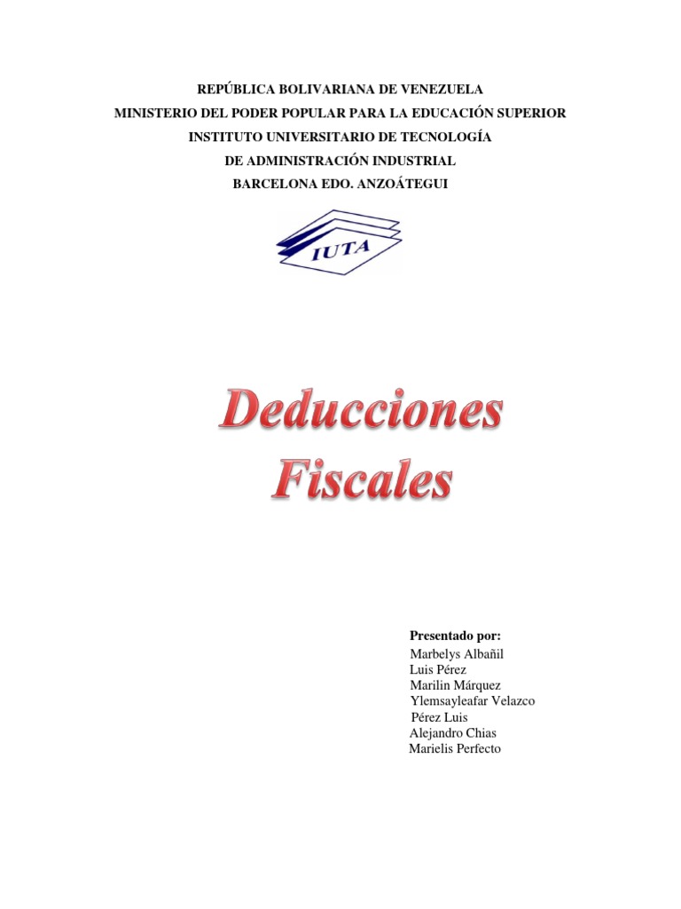 Deducciones Fiscales en Venezuela | PDF | Impuestos | Impuesto sobre la ...