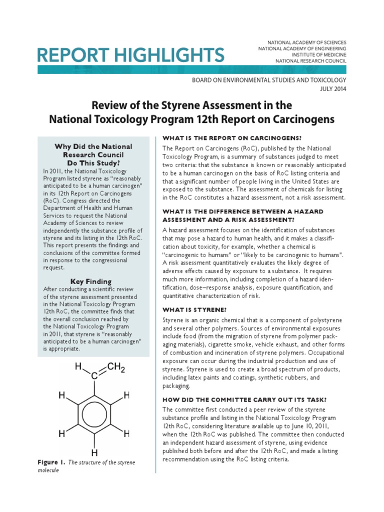 Review of The Styrene Assessment in The National Toxicology Program