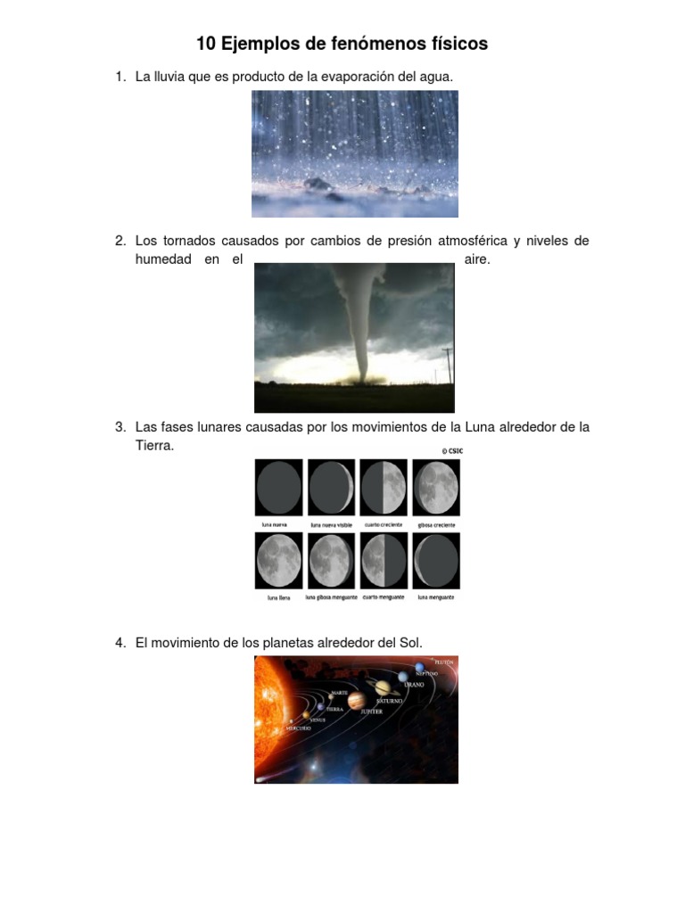 10 Ejemplos de Fenómenos Físicos | PDF | Meteorología | Atmósfera