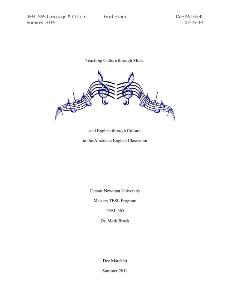 Teaching Culture Through Music | PDF | English As A Second Or Foreign ...