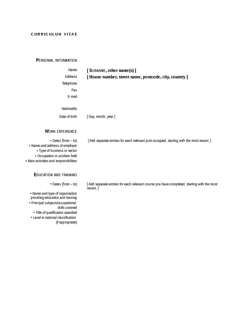 European CV Format Guide | PDF