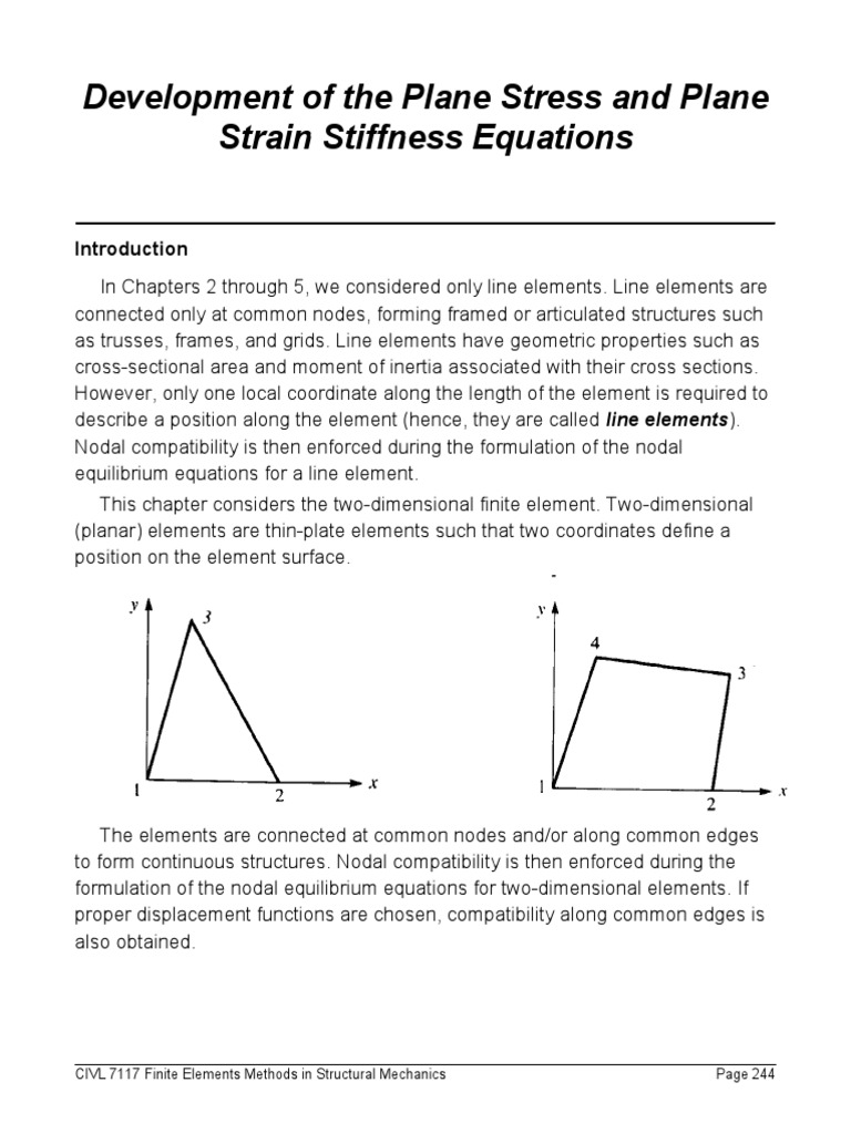 Plane Stress and Strain in FEM | PDF | Teaching Methods & Materials