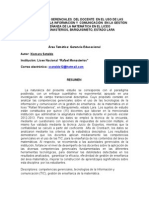 Competencias Gerenciales Del Docente en El Uso de Las Tecnologías de La Información y Comunicación en La Gestión de Enseñanza de La Matemática en El Liceo