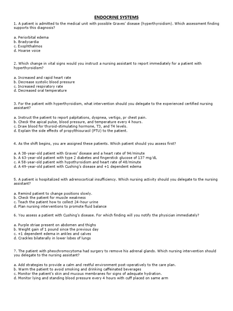 Prioritizing Endocrine Patients: A Focus on Assessment Findings, Vital ...