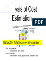 Analysis of Cost Estimation