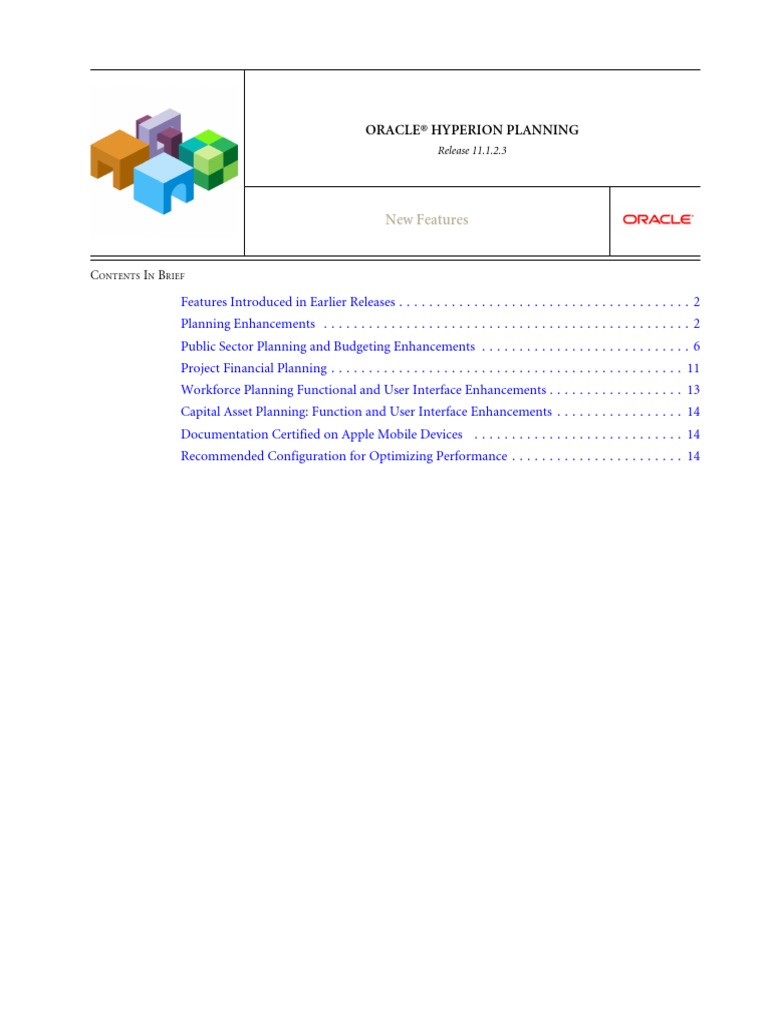 New Features: Oracle® Hyperion Planning | PDF