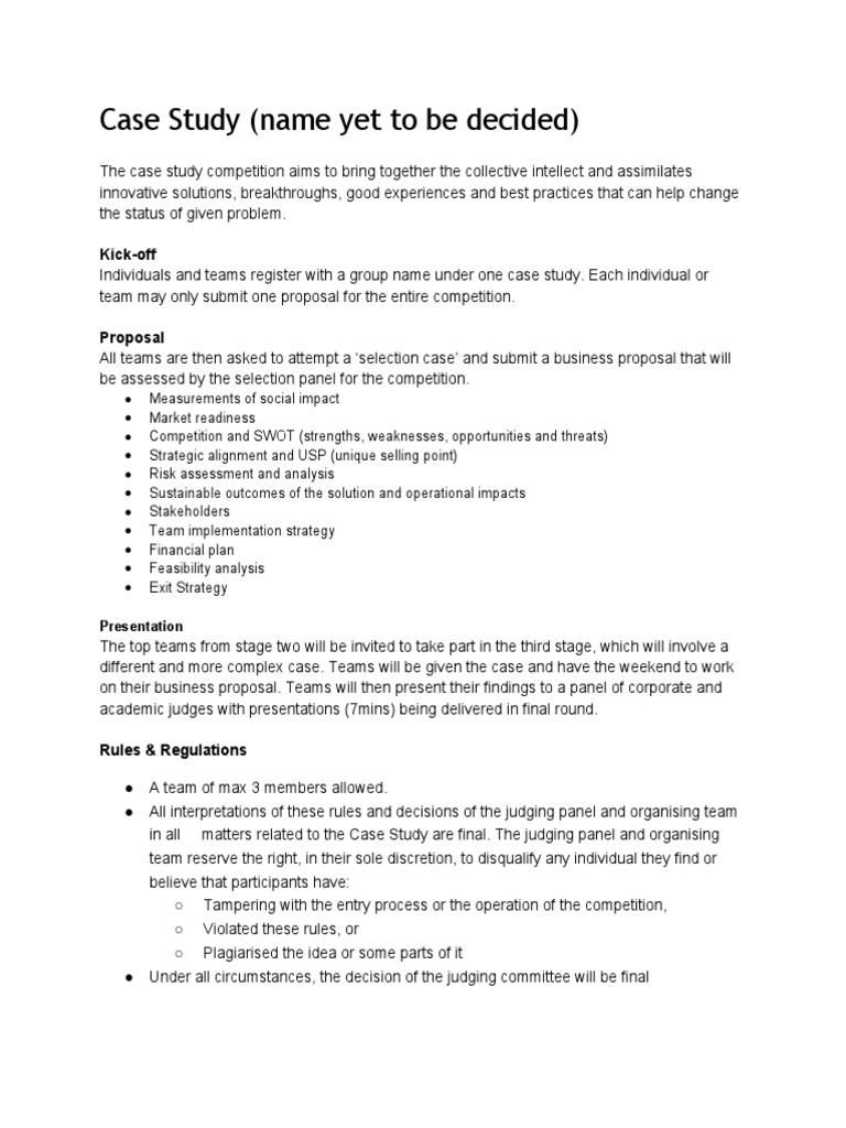 Case Study Competition Guide | PDF