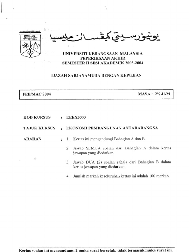Ekonomi Pembangunan Antarabangsa 0304 | PDF