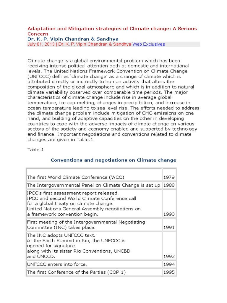 Adaptation and Mitigation Strategies of Climate Change | PDF | United ...