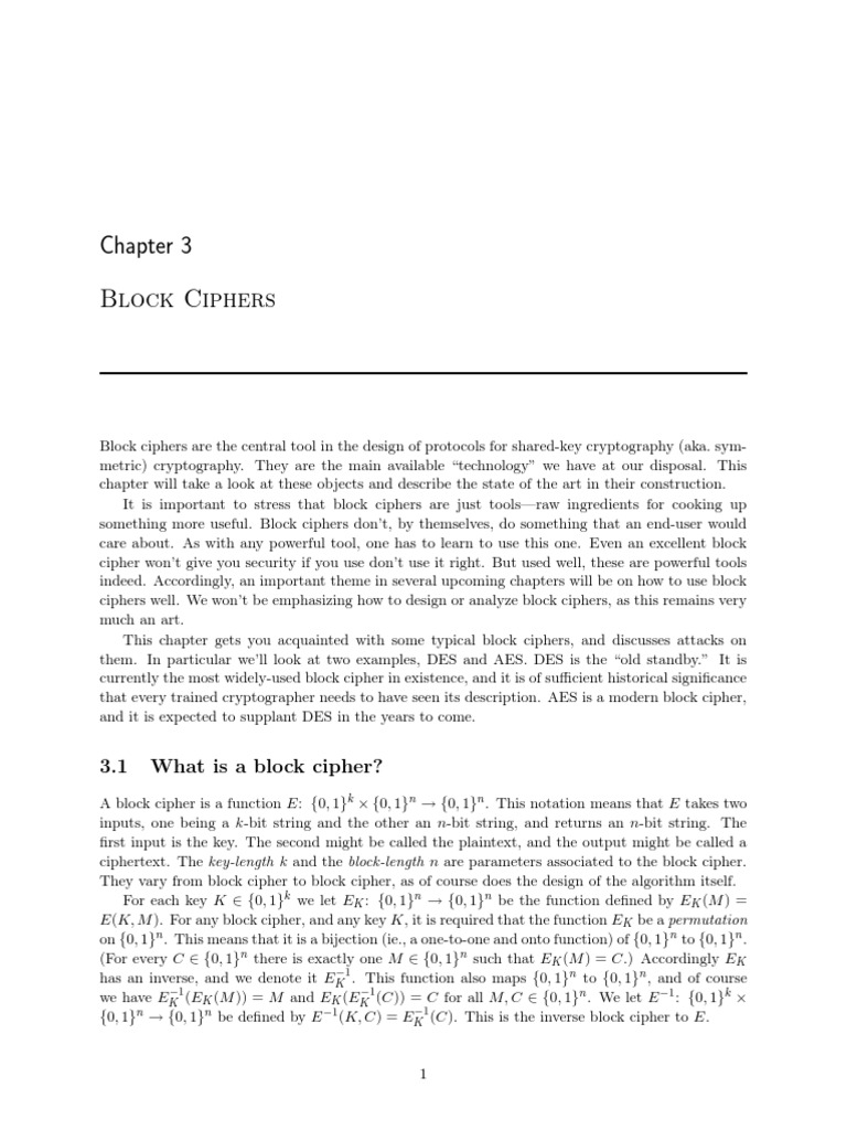 Block Ciphers: DES and AES Overview | PDF