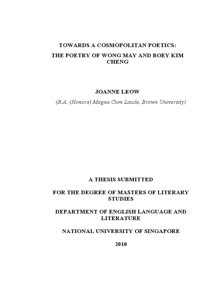 Boey Kim Cheng and Rootlessness Download Free PDF Postcolonialism