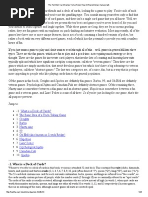The Ten Best Card Games You'Ve Never Heard of (Preliminary Manuscript)